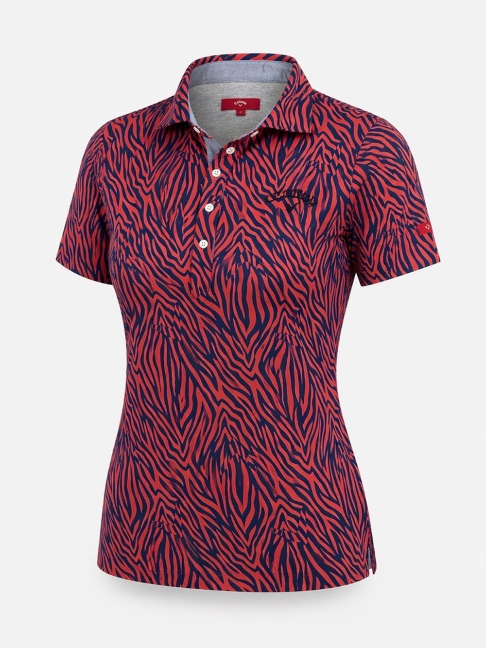 Callaway Womens Golf Polo Large Zebra Print Athletic Sporty Preppy